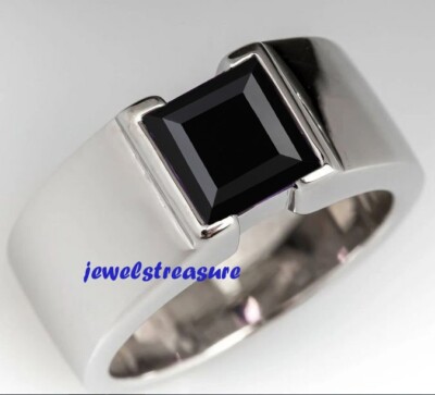Natural Black Onyx Gemstone with 925 Sterling silver Ring for Men's #995