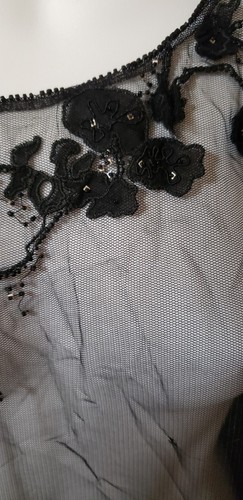 Guy Laroche Paris Collection Sheer Top, Blouse With Bling and Appliques - Picture 4 of 12