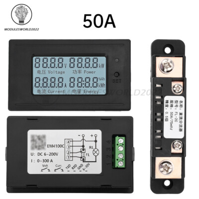 DC6-200V Digital Coulomb Meter Voltage Current Power Meter Energy Indicator