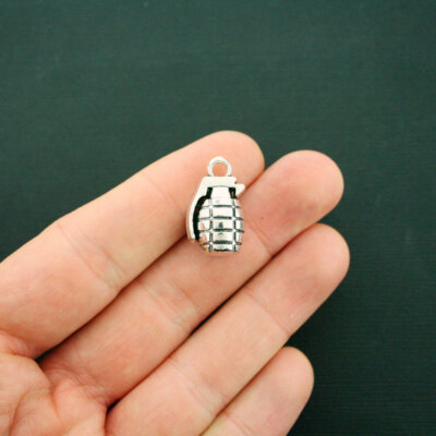 BULK 20 Grenade Charms Antique Silver Tone Amazing 3D Details - SC6371