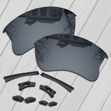 POLARIZED Replacement Lenses  Kit For-Oakley Flak Jacket XLJ - Black Chrome