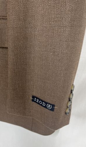 Izod Blazer Men's 44R Brown Polyester/Rayon 2 Button Sports Coat Jacket New - Picture 2 of 10