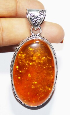 Top Amber Oval Shape Gemstone Handmade Pendant Jewelry Pendant Size 3 inches