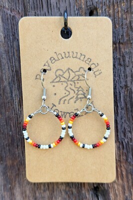 Native American Fine Jewelry small beaded hoop earrings handmade 11/0 seed beads