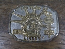 Vintage 100 Years of Liberty 1886 1986 Belt Buckle 3 1/2"