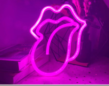 Insegna al neon ROLLING STONES "TONGUE" ~ MANCAVE BAR insegne arcade flipper leggero NUOVO