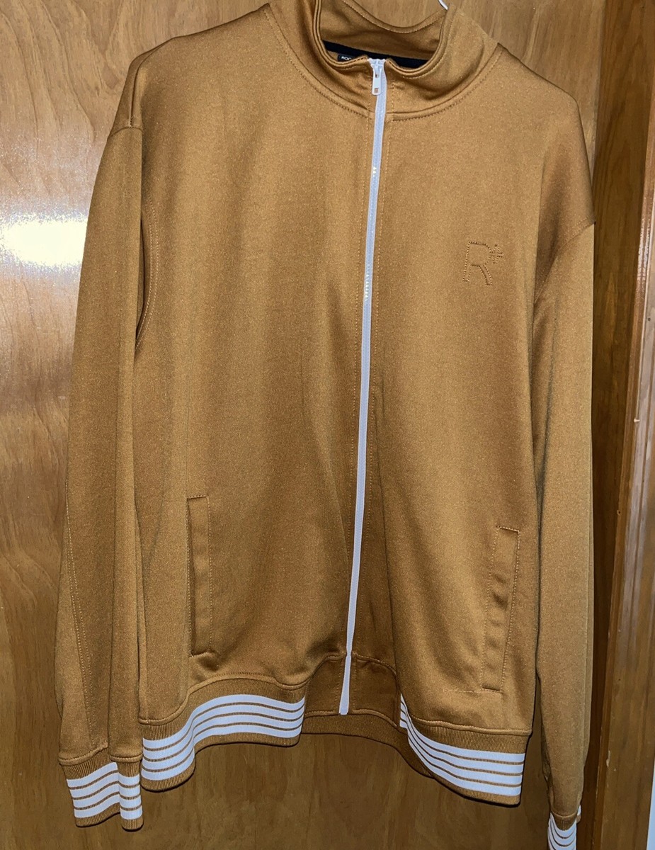 Rocawear Jacket Mens 2XL Hip Hop Brown/Tan White Track Jacket Jay