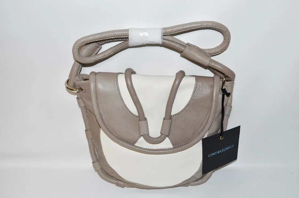 Cynthia Rowley Calloway Gray Cream Leather Shoulder Bag Crossbody $240 NWT - Image 2 of 4