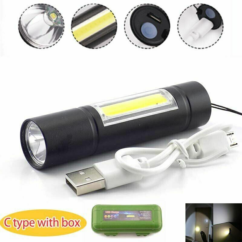 Mini LED flashlight USB rechargeable powerful flash light Torch Lamp AAA - Picture 16 of 20