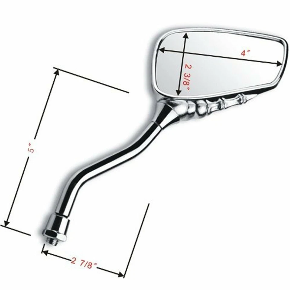 Espelhos laterais laterais de mão cromo esqueleto crânio para Yamaha V-Star 250 650 950 1100 1300 - Imagem 4 de 4