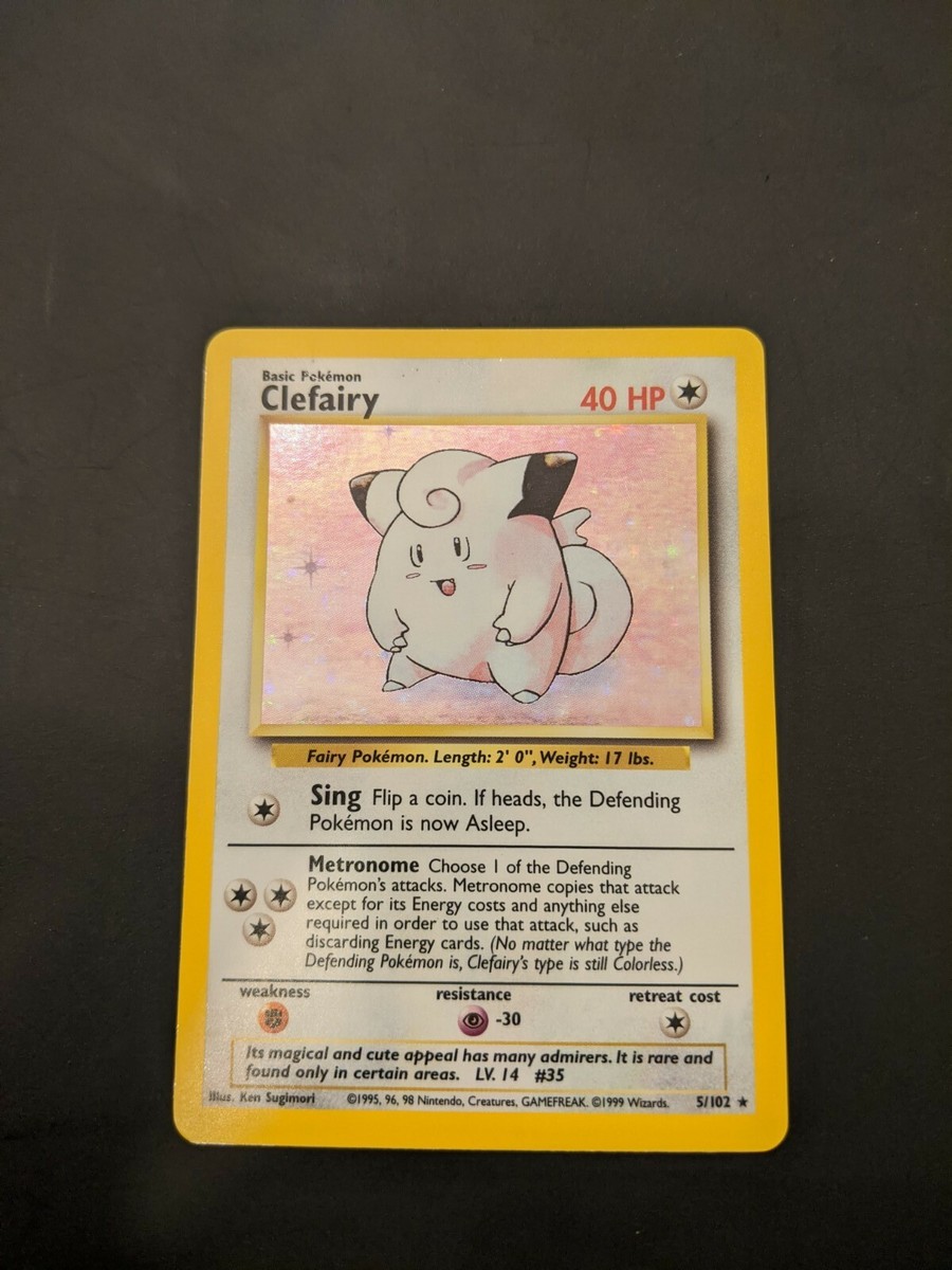 Clefairy 5/102 Base Set Unlimited Holo Rare Pokemon Card shadow | eBay