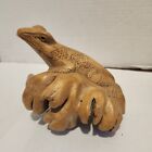 Driftwood Art Carving Frog On A Leaf Figurine