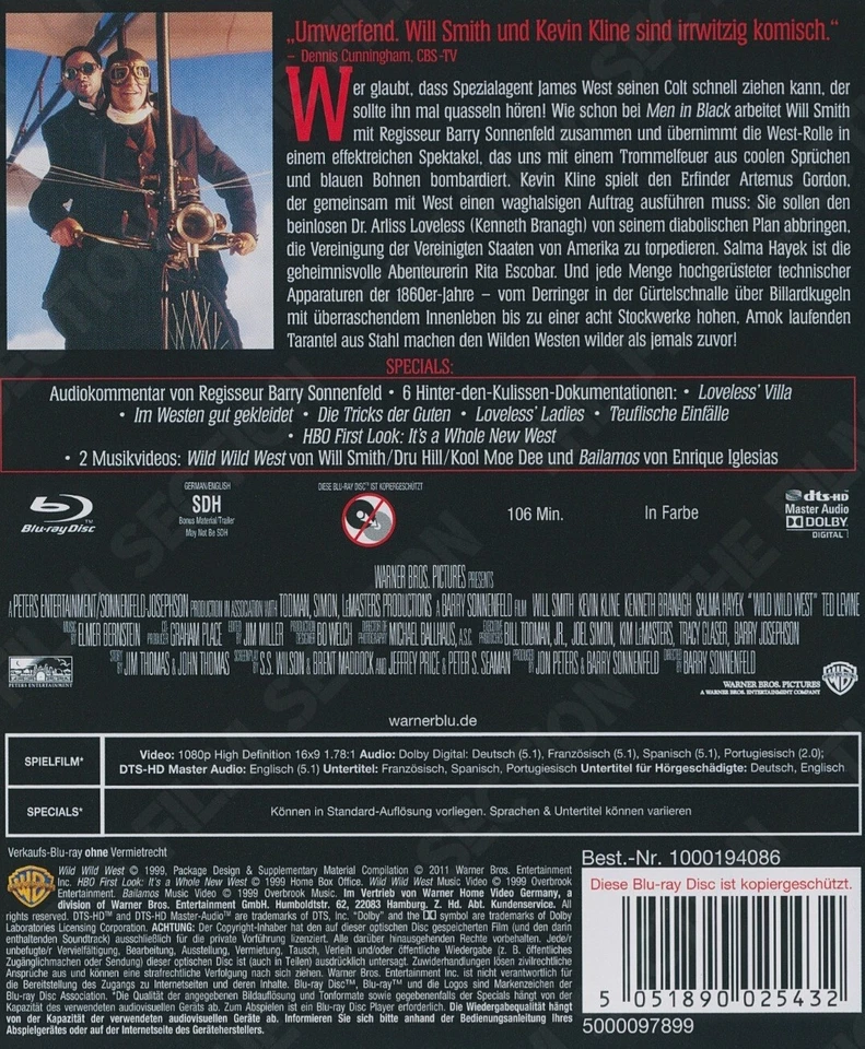 Wild Wild West (1999) Blu-ray Import Region Free New & Sealed - Image 2 of 2