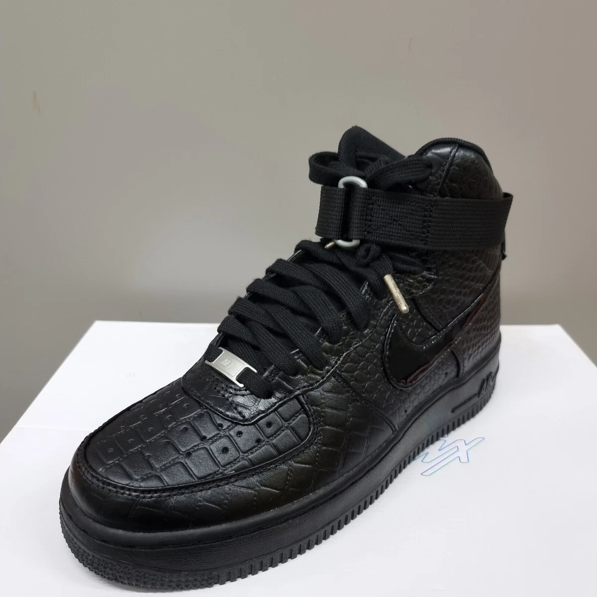 AIR FORCE 1 HI PREMIUM &#034;BLACK CROC&#034; TRAINERS SIZES (654440 | eBay