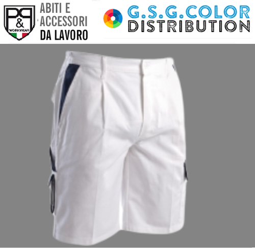 BERMUDA UOMO PANTALONCINI DA LAVORO TIPO IMBIANCHINO 100% COTONE BIANCO |  eBay