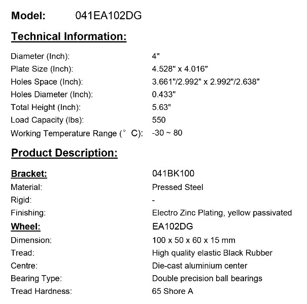 4 Pack 550lb Capacity Wide Wheel Swivel Top Plate Caster with Rigid Top Plate