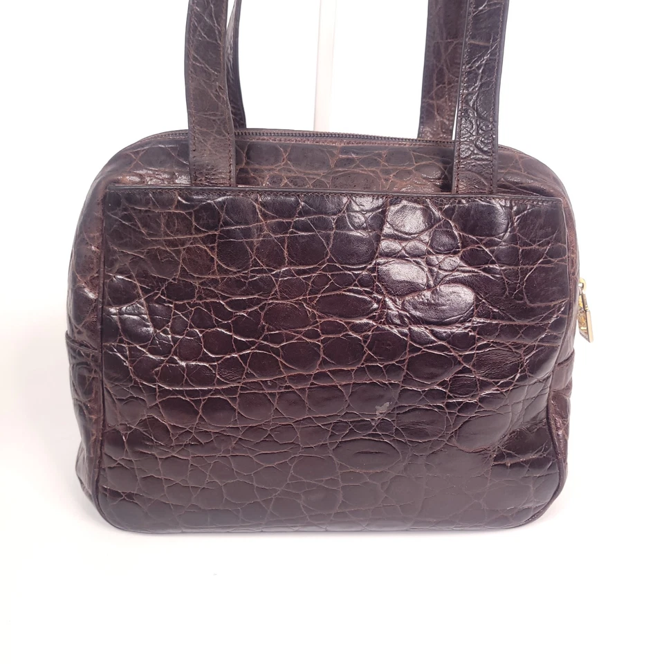 Braccialini Italy Purse Patchwork Leather Crossbody Shoulder Bag Brown See Strap - Image 4 of 4
