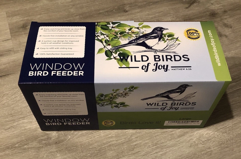 Alimentador de pájaros grande Wild Birds of Joy ventana acrílico con bandeja extraíble nuevo Foto 3 de 4