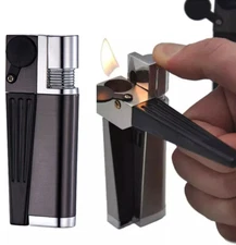 2 in 1 Foldable Metal Lighter Pipe Combination Portable Smoking Lighter Black
