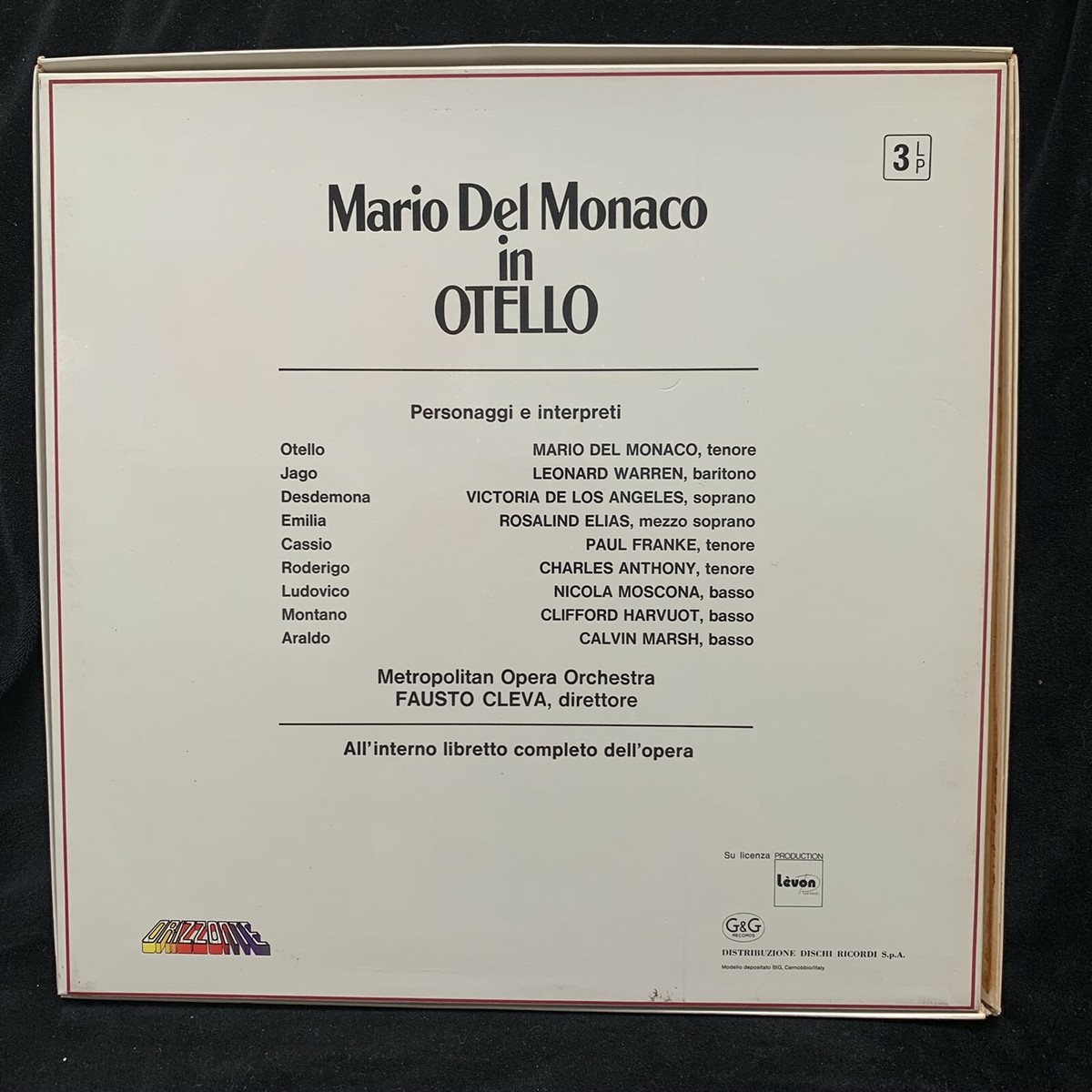 VERDI Otello - Del Monaco, De Los Angeles - CLEVA - MET