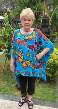 Butterflies & Bling Short Kaftan top fits size 16-26 One stop shop colourful 