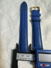 Blue Genuine lizard Replacement watch strap 18 mm W Gold Tone Buckle