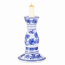 Candelabro de porcelana azul y blanco de 3,5x6,1"