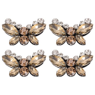 4Pcs Handmade Schmetterling Perlen-Patches für Rhinestone Appliques, Hellbraun
