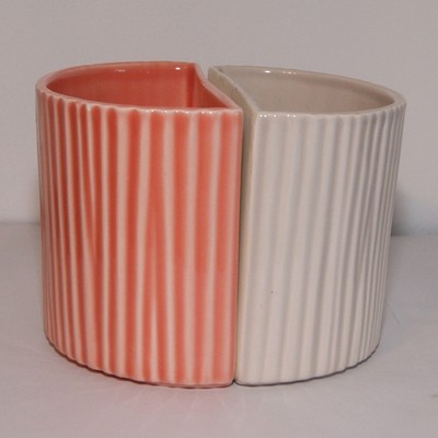 2x Halbrunde Pflanzgefäße Set Rosa und Weiß