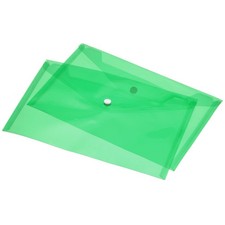 12 x File Folders A4 Clear Envelopes Document Organizer with Snap Button Green