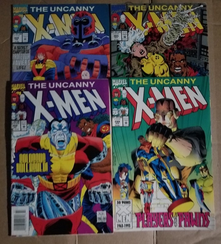 a lot of 4 marvel comics uncanny x-men #299, 302,305 & 309 Apr 1993 High Grade