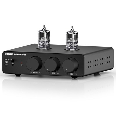 Tube Preamp MM Phono Stage HiFi Stereo Preamplifier w/ Low Pass Filter, SUB Out