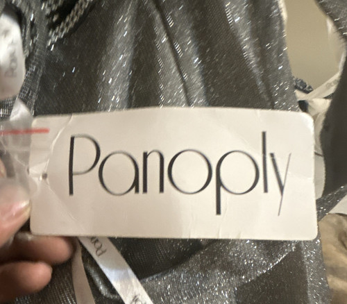 Panoply Gunmetal Maxi Dress V-Neck Sleeveless Beaded Sequined Size 10 14926