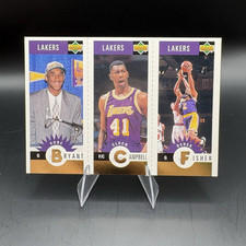 1996 Upper Deck Lakers Gold - Kobe Bryant RC Rookie Elden Campbell, Derek Fisher
