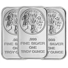 Lot of 3 - 1 Troy oz Buffalo .999 Fine Silver Bar Sealed