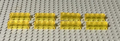(8) LEGO Classic Space Trans-Yellow 1x4 Bricks w/out Bottom Tubes (3066)