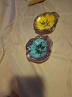 1960's Stangl Pottery  Deep Lilac Pansy Bowl Trinket Yellow Purple Green X2