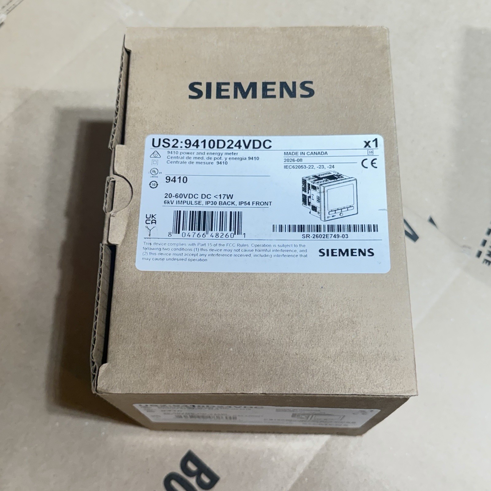Siemens US2:9410D24VDC 9410 Power & Energy Meter 20-60VDC