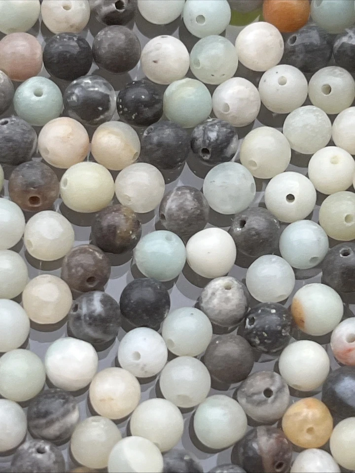Amazonit Perlen Rund Mit Loch 100 Stück 4 mm Edelstein Heilstein Kristall DIY - Bild 3 von 4