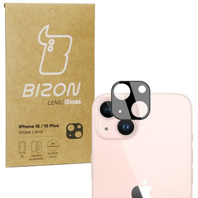 2x Kameraglas für iPhone 15 / iPhone 15 Plus Bizon Hartglas Objektivschutzglas