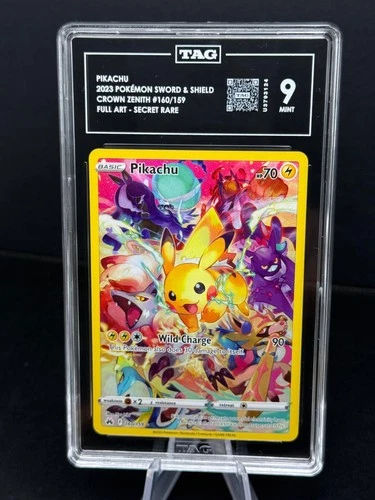Pikachu Full Art Secret Rare Holo Crown Zenith 160/159 TAG 9 Mint Rank 35th