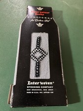 VTG 1950s NOS Socks STRETCHES Custom Fit Black Geometric Inter Woven Stocking Co