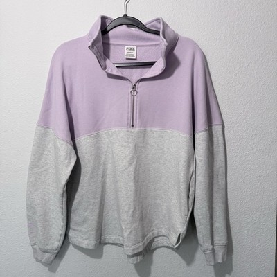 VSPINK Victoria Secret Half Zip  Purple Grey Size Small Pullover Sweater Weather