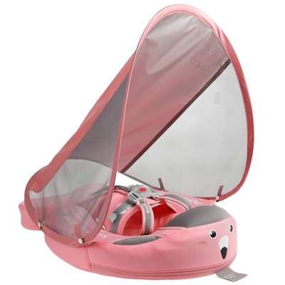 Heccei Baby Swim Float With Canopy Full Protection For 3 To 24 Months Pink