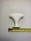 Vintage 4" White Fenton Hobnail Milk Glass Ruffled Edge Vase