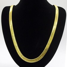 Unisex 18K Yellow Gold Filled Tarnish-Resist 4mm Herringbone Chain Necklace L14