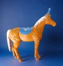 Ankyo Party Brown Horse Animal Cake Topper Toy Figure Blue Polka Dot Party Hat