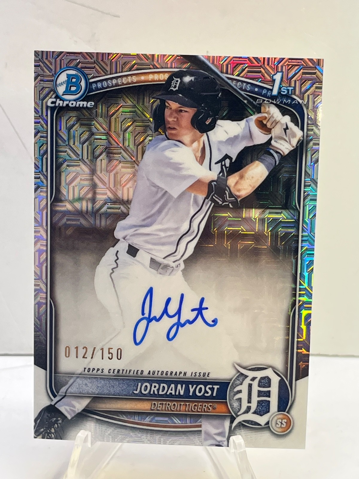 2025 Bowman Draft Jordan Yost Chrome Auto HTA Choice Refractor 1st #/150 Tigers