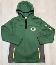 Green Bay Packers Quarter Zip Hoodie NFL Youth L  14/16 Spellout Thermal NWT