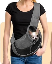 Pets Dog  Cats Sling Carrier Bag Mesh Puppy Carry Pack Backpack - GREY